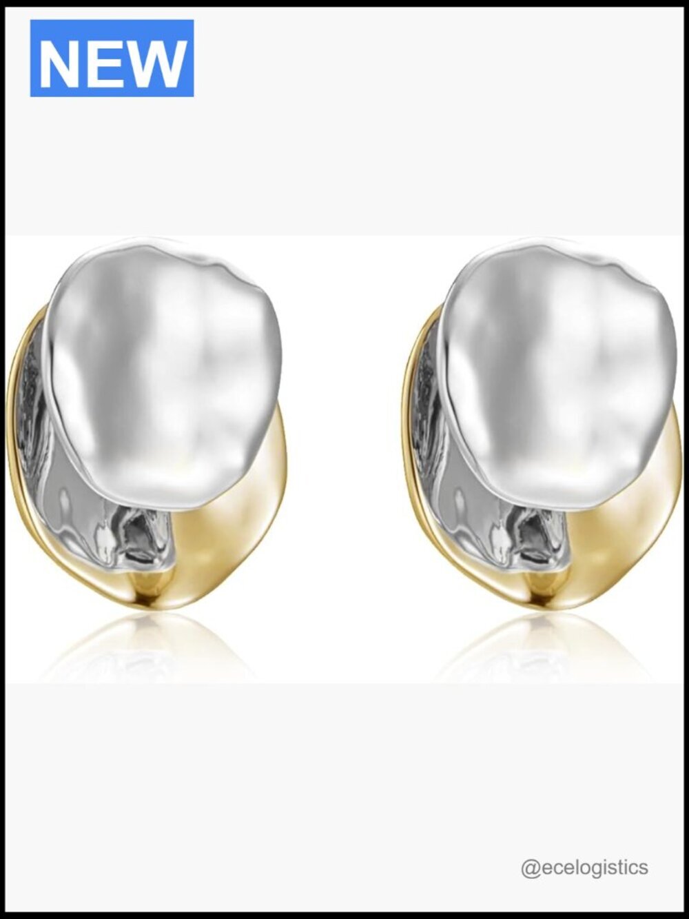 Two Tone Hoop Earrings Hypoallergenic Chunky Stud Earrings Gift for Women
